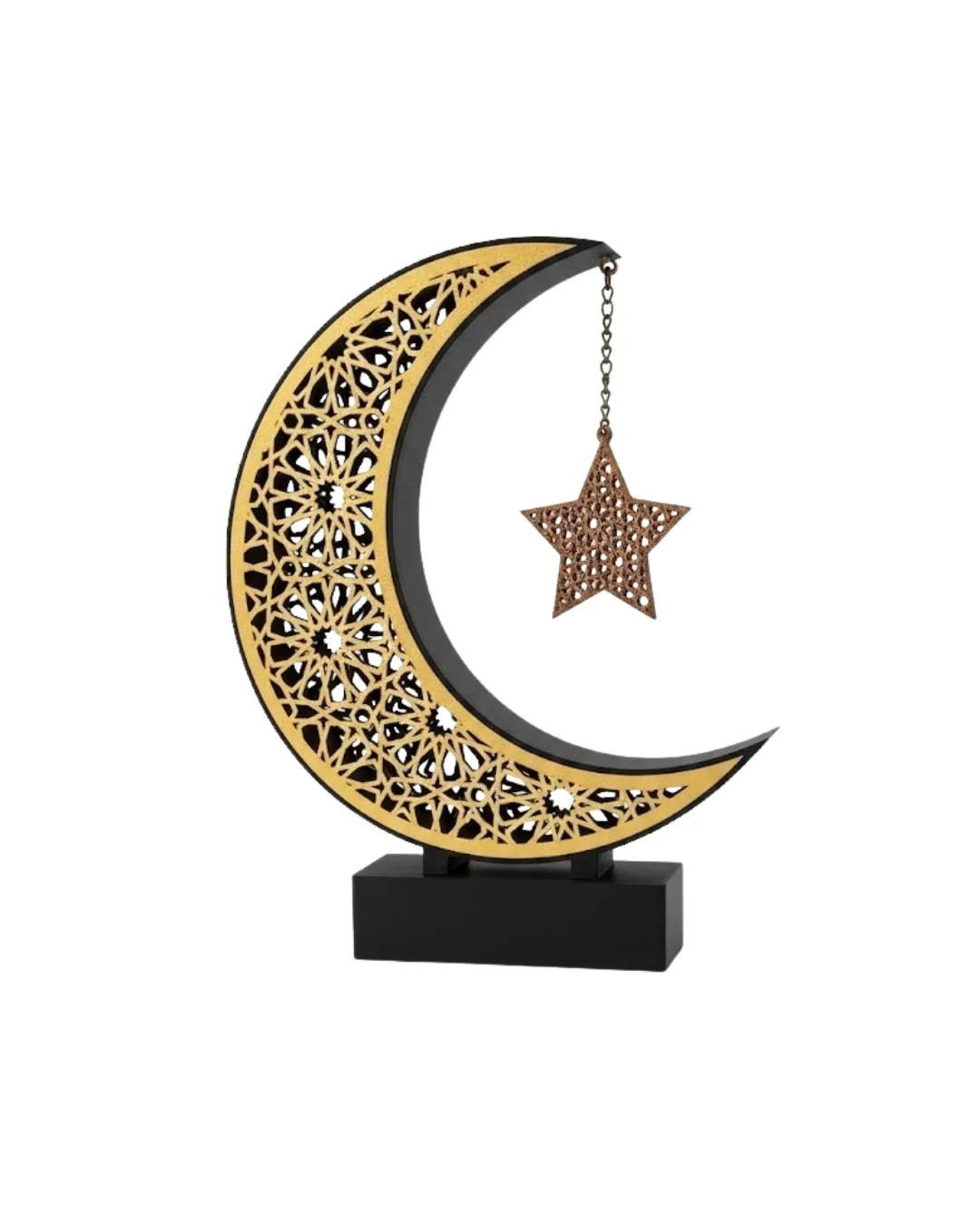 3D Hilal Yıldız Dekor 23x23 cm Ramazan Özel Masa Üstü Süs