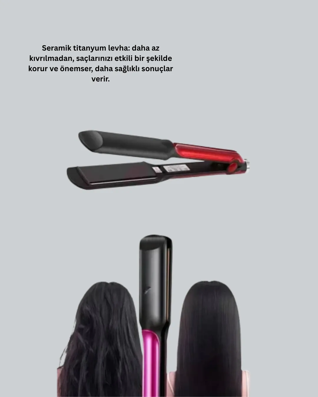 Profesyonel Titanyum Saç Düzleştirici – Ayarlanabilir Isı ve Hızlı Isınma Özellikli