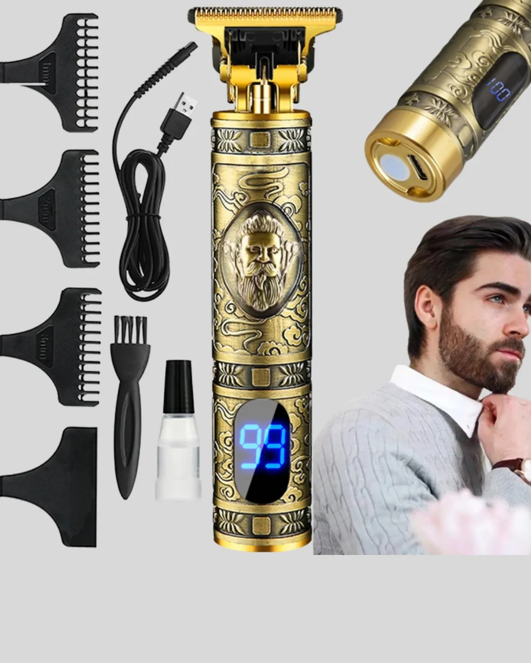 Şarjlı Kablosuz Tıraş Makinesi – 1800 mAh Batarya, Uzun Pil Ömrü, Profesyonel Sessiz Motor