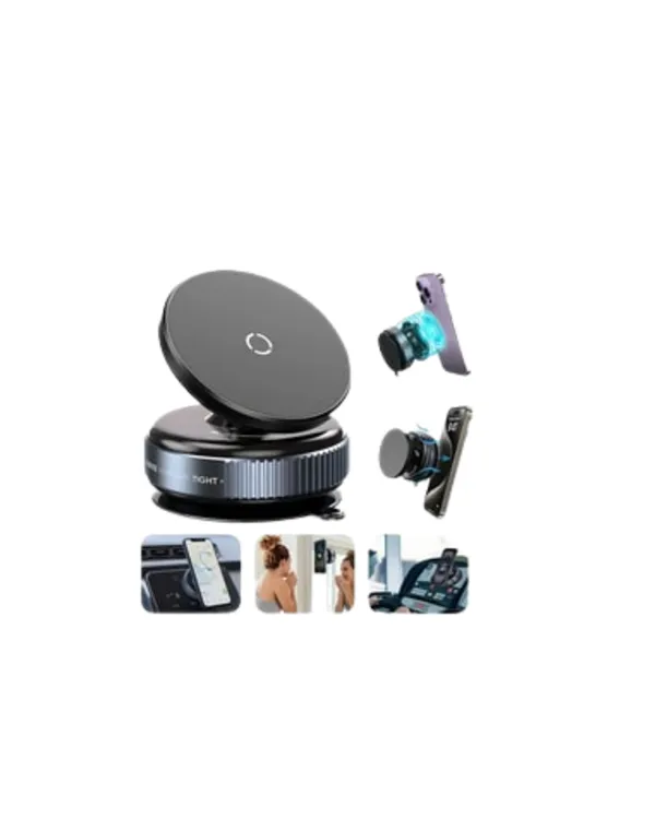 Güçlü Manyetik Tutuşlu 360° Döner Araç Telefon Tutucu – Vakumlu Montajlı