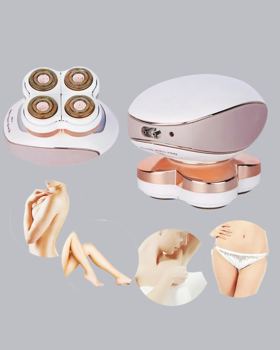 Dört Kesici Başlıklı Vücut Tıraş Cihazı Ağrısız Kullanım