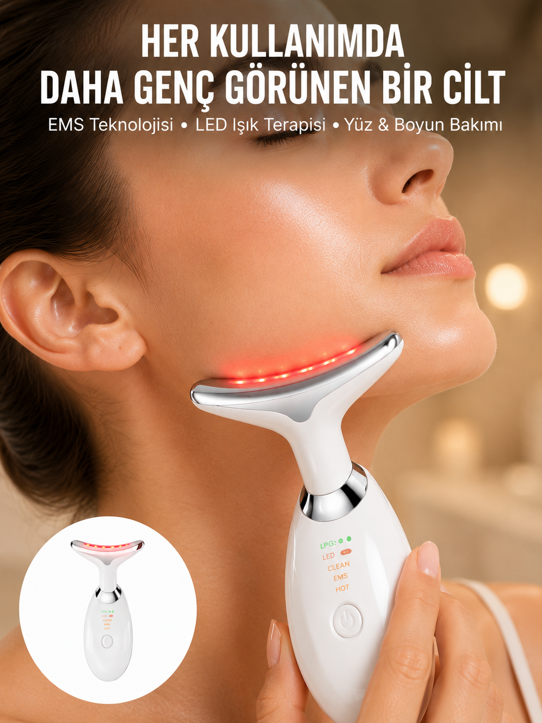 LED Işık Destekli Kırışıklık Karşıtı Yüz Bakım Aleti