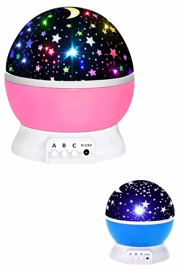 Renkli Yıldızlı Gökyüzü Projeksiyon Gece Lambası Pilli ve USB Kablolu