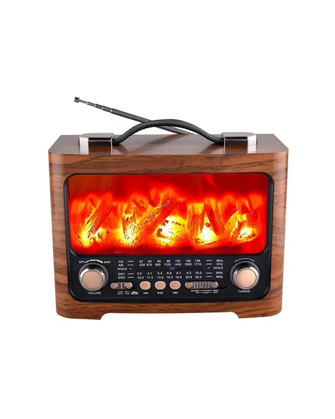 Retro Şömine Tasarımlı Bluetooth Hoparlör FM Radyo USB TF Kart Müzik Çalar