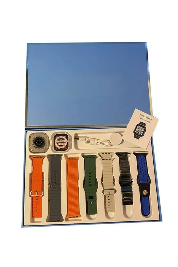 7 Kordonlu Unisex Akıllı Saat Çoklu Kordon Seçeneği Amoled Ekran