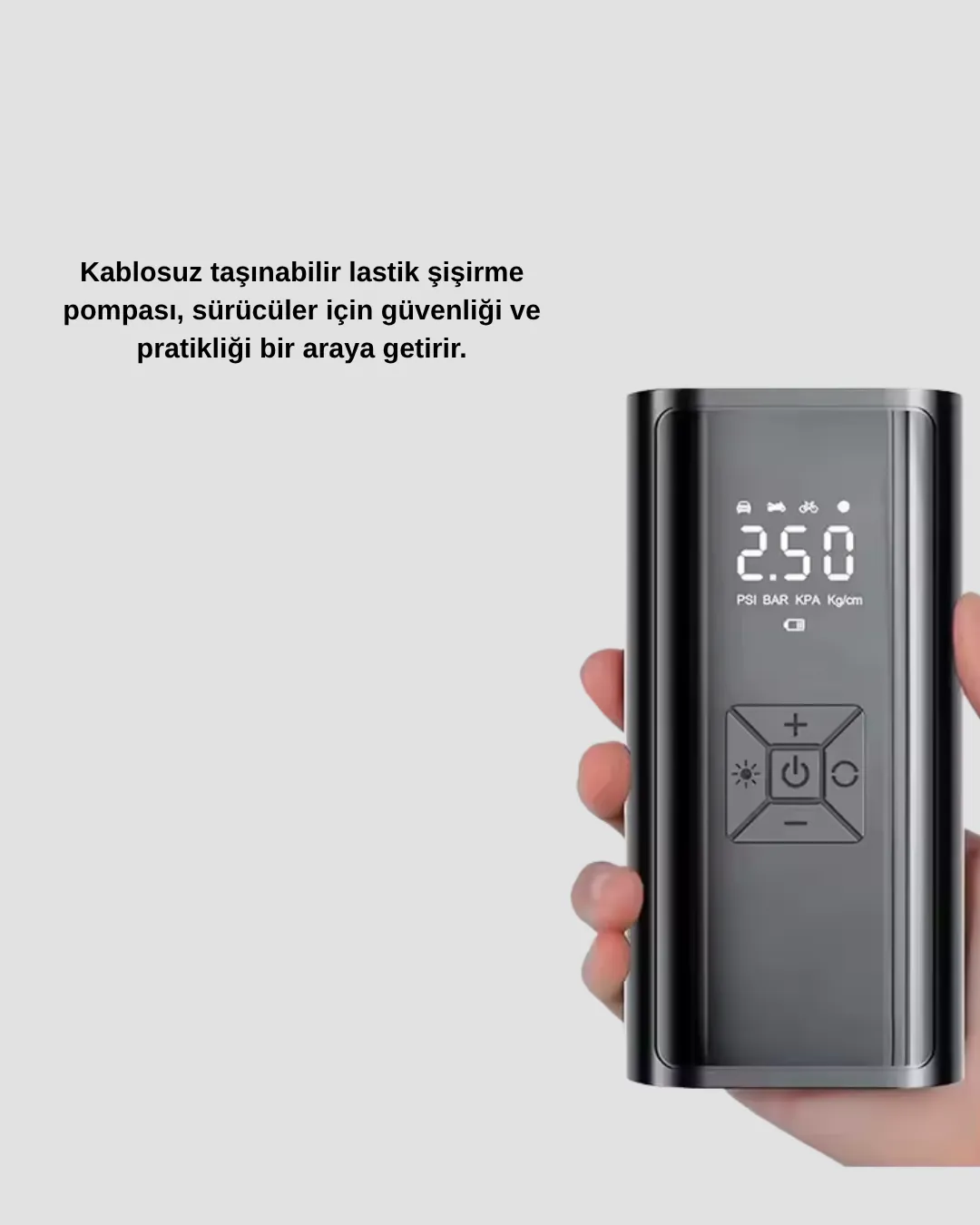 Dijital Ekranlı Kablosuz Hava Pompası LED Işıklı 12V 80W