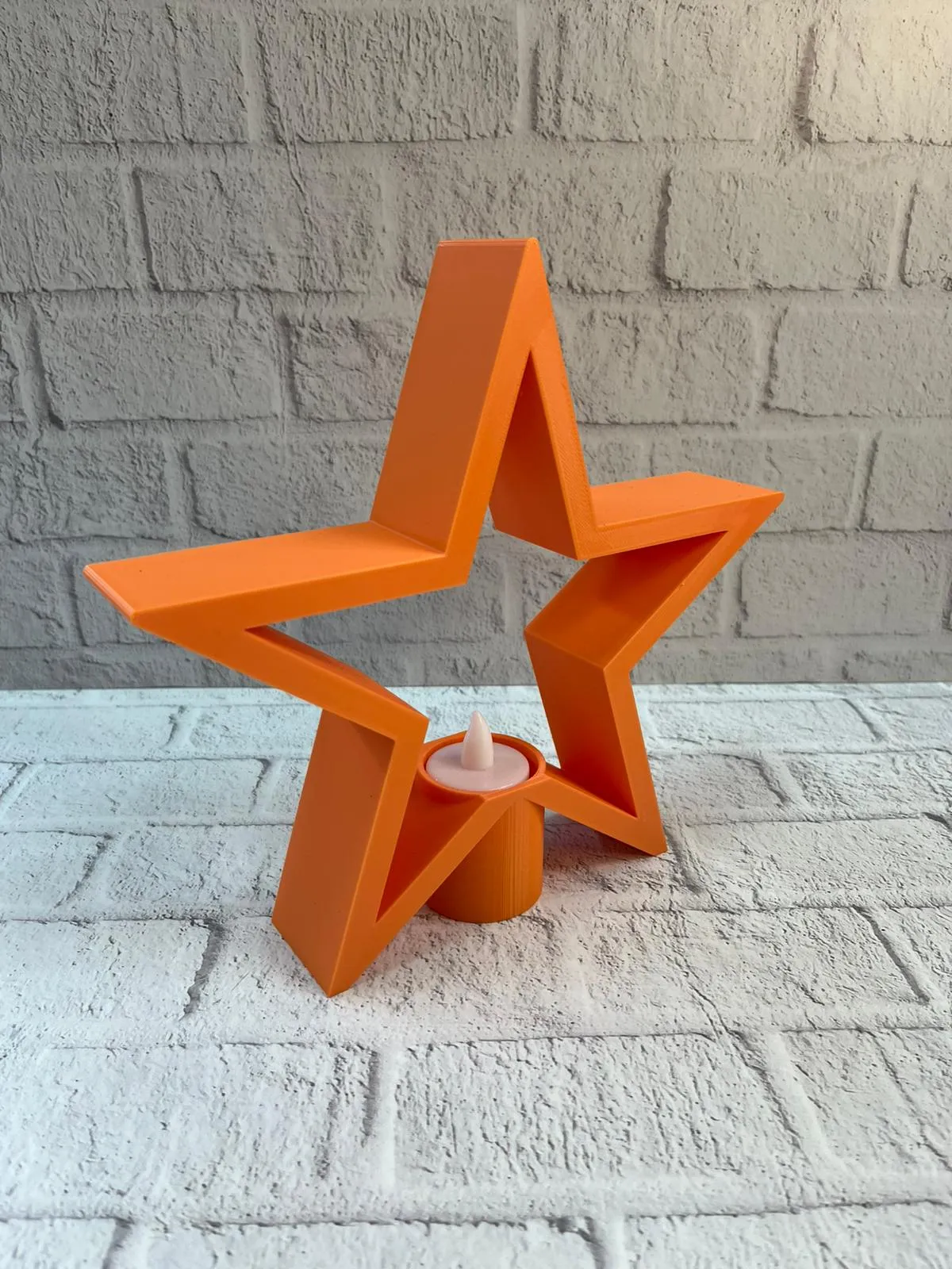 Turuncu Yıldız Mumluk Loş Işık Salon Dekoru