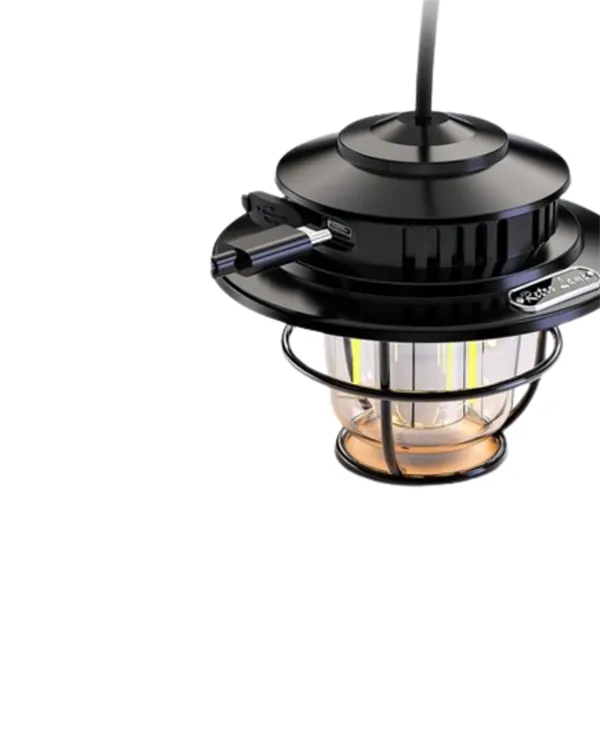 4 Fonksiyonlu Dekoratif Kamp Lambası – Tungsten Ampul, USB Çıkışlı