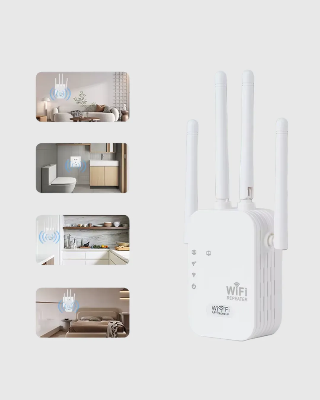 Antenli WiFi Repeater 300m2 Kapsama Alanı WPA3 Güvenlikli