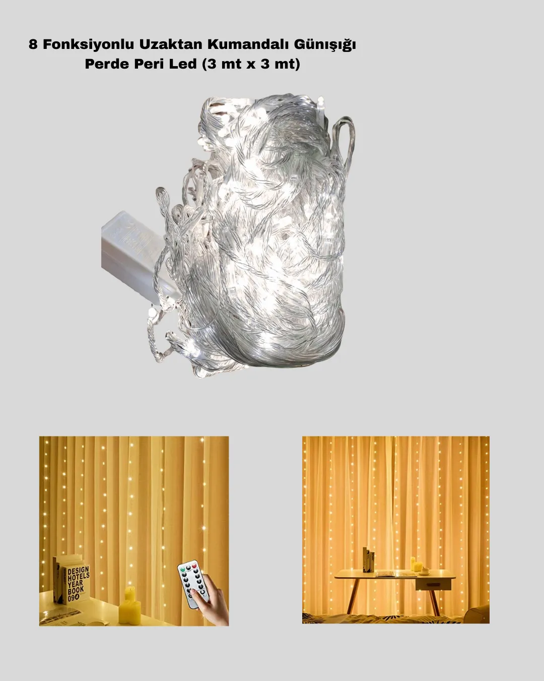 3X3 GÜNIŞIĞI KUMANDALI PERDE