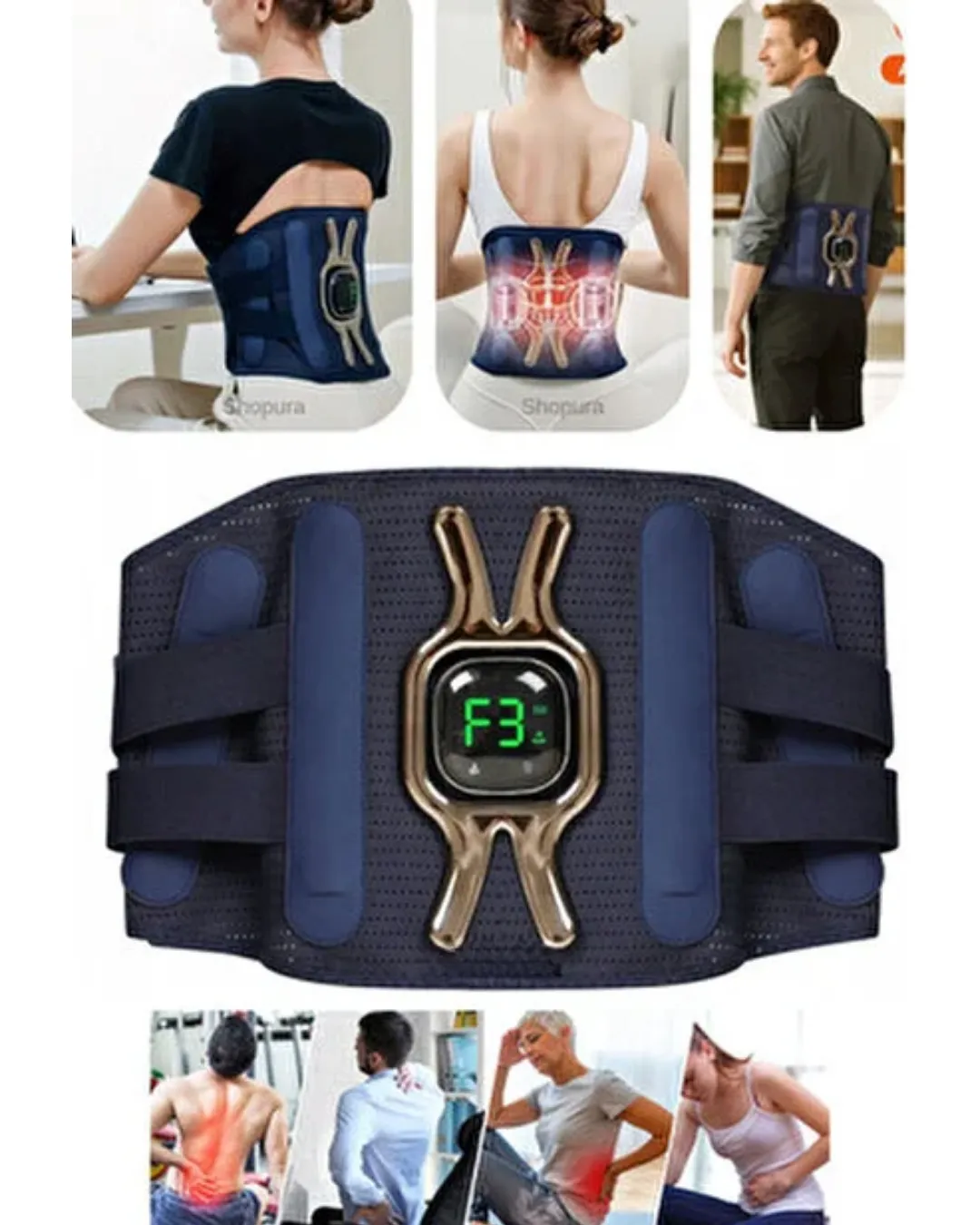 Isıtmalı Bel ve Bacak Masaj Kemeri Vücut Destekli