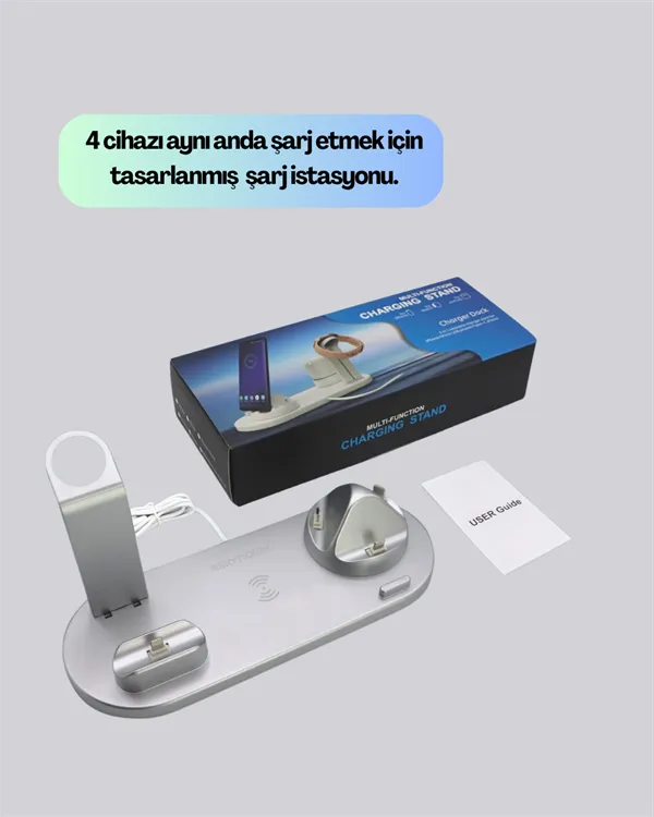iPhone, Apple Watch ve AirPods ile Uyumlu 4'ü 1 Arada Şarj Ünitesi – Tüm Apple Cihazları Tek Noktada