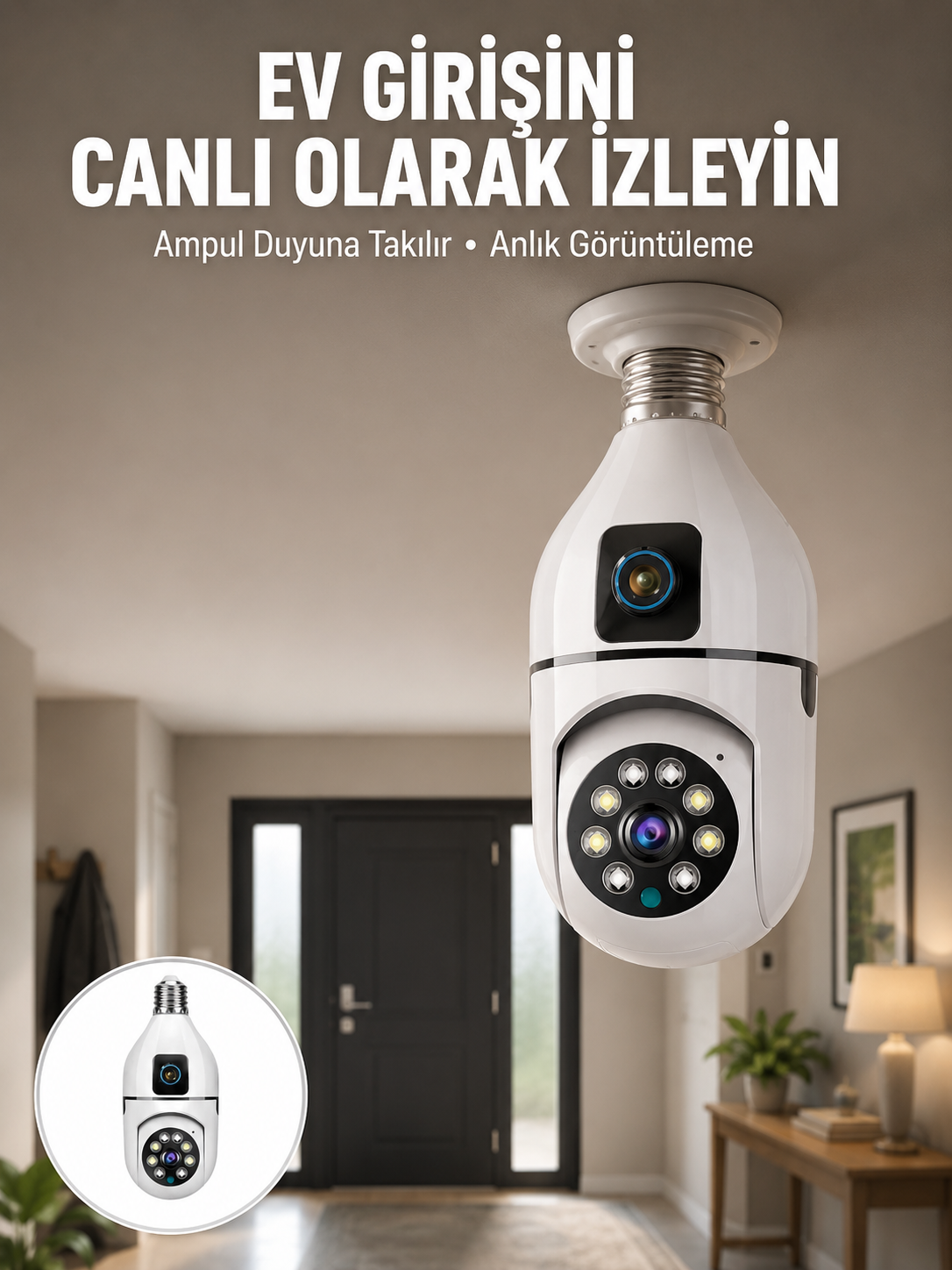 1080P WiFi Ampul Güvenlik Kamerası – Gece Görüş & Uzaktan Erişim