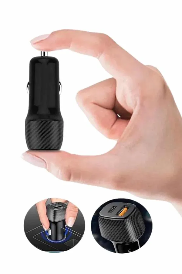 Hızlı Oto Şarj Cihazı 38W Çift Girişli HIzlı Şarj Oto Çakmaklık Type-C
