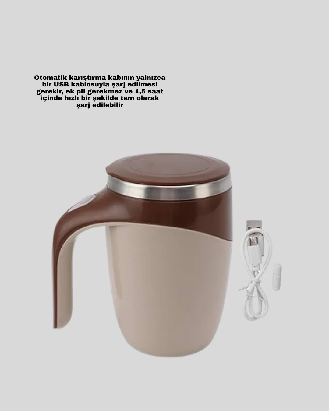 Paslanmaz Çelik Şarjlı Karıştırma Kupa – Otomatik Manyetik Blender Fincan