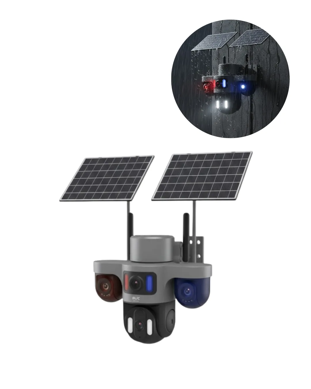 Çoklu Lensli 9MP Solar Güvenlik Kamerası 4G SIM Kart Destekli