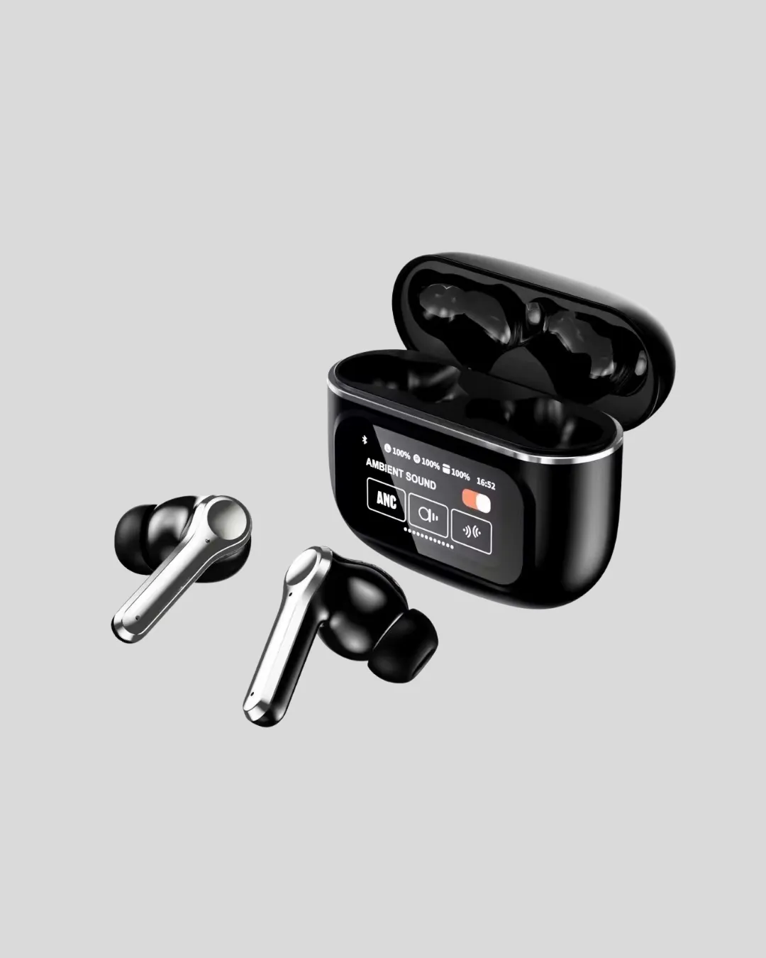 Bluetooth 5.3 ANC Kablosuz Kulaklık – Dokunmatik Kontrol, Dijital Ekran ve Uzun Pil Ömrü