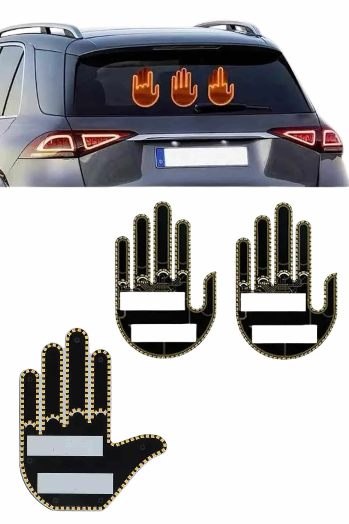 Kumandalı El Led Araba İçi 4 Farklı Mod El Orta Parmak Led