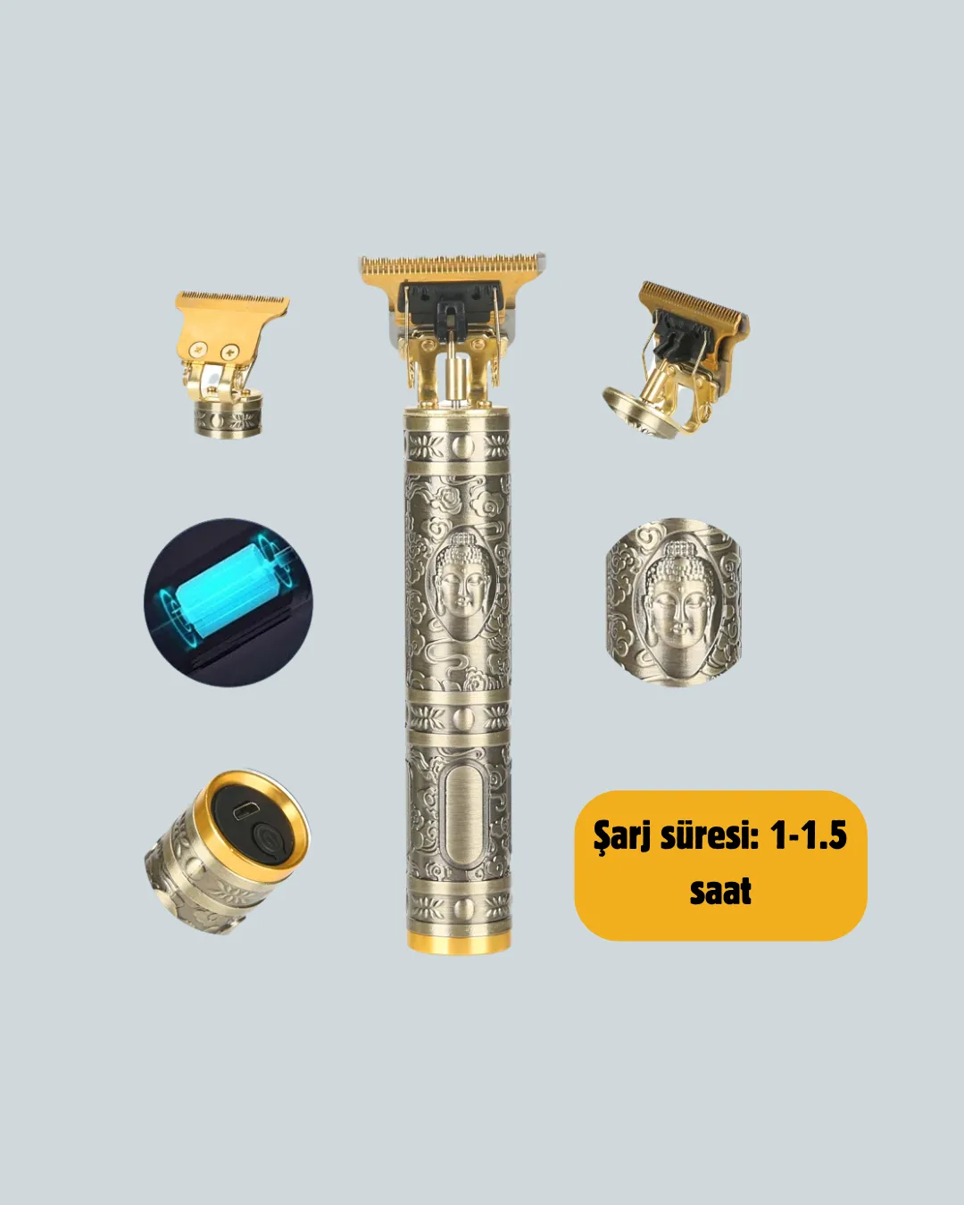 Şarjlı Titanyum Bıçaklı Saç ve Sakal Kesme Makinesi