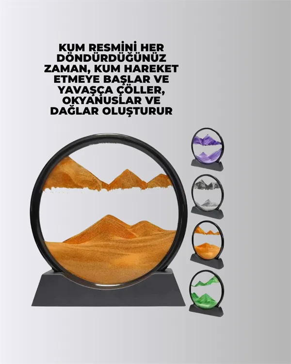 Zihin Açıcı Kum Manzarası – 3D Dinamik Kum Tablosu, Dekoratif, Dönüştükçe Yenilenen Sakinleştirici Sanat Eseri