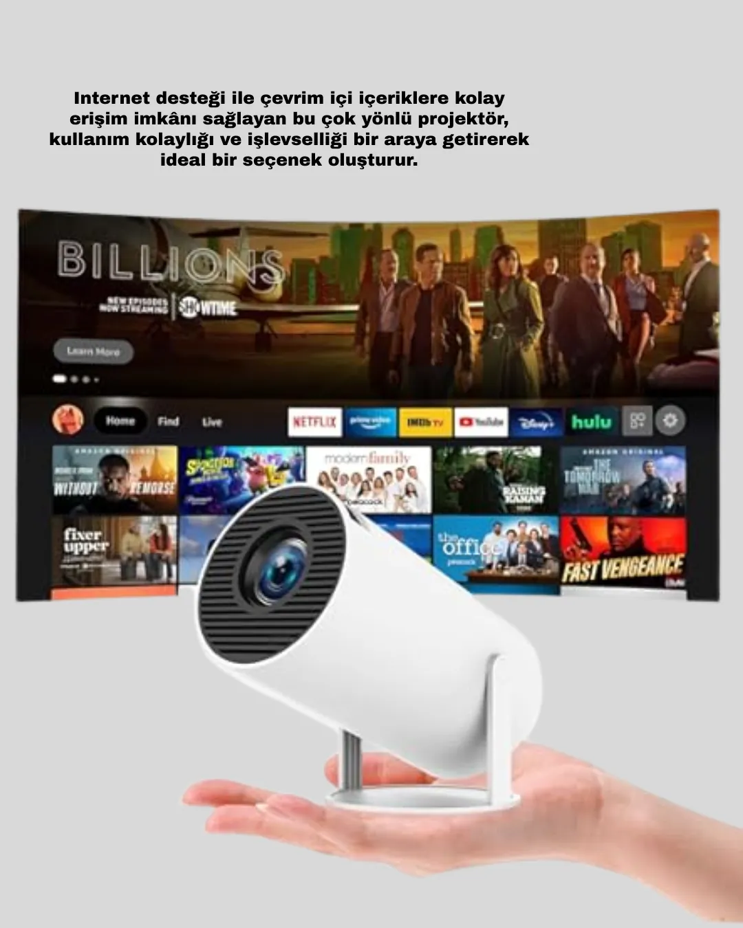 3D Oyun Destekli Kablosuz Ev Sinema Projeksiyon Cihazı