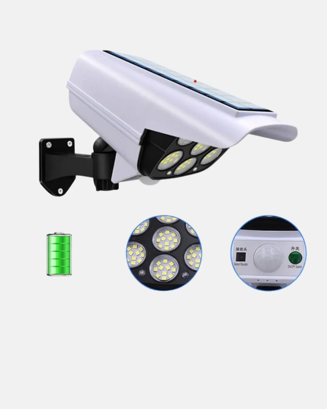Solar Bahçe Aydınlatması Su Geçirmez IP66 PIR Sensörlü Uzun Çalışma Süreli