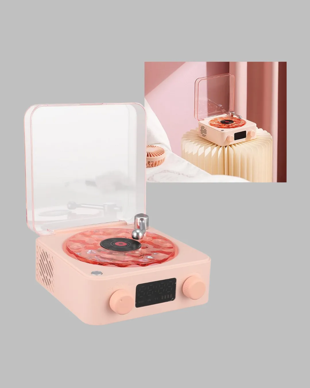 Retro Bluetooth Hoparlör PEMBE