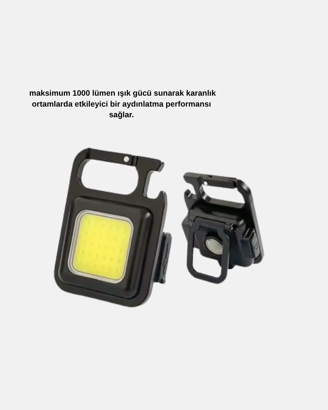 LED Mini Anahtarlık Fener – 1000 Lümen Güçlü Işık ve USB Type-C Şarjlı