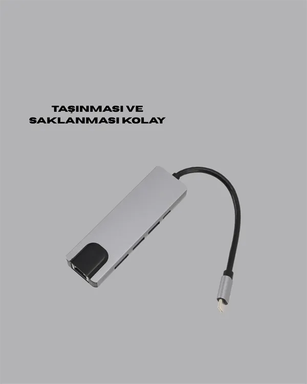 4K HDMI Çıkışlı, Gigabit Ethernet'li USB‑C Çoklu Port Hub
