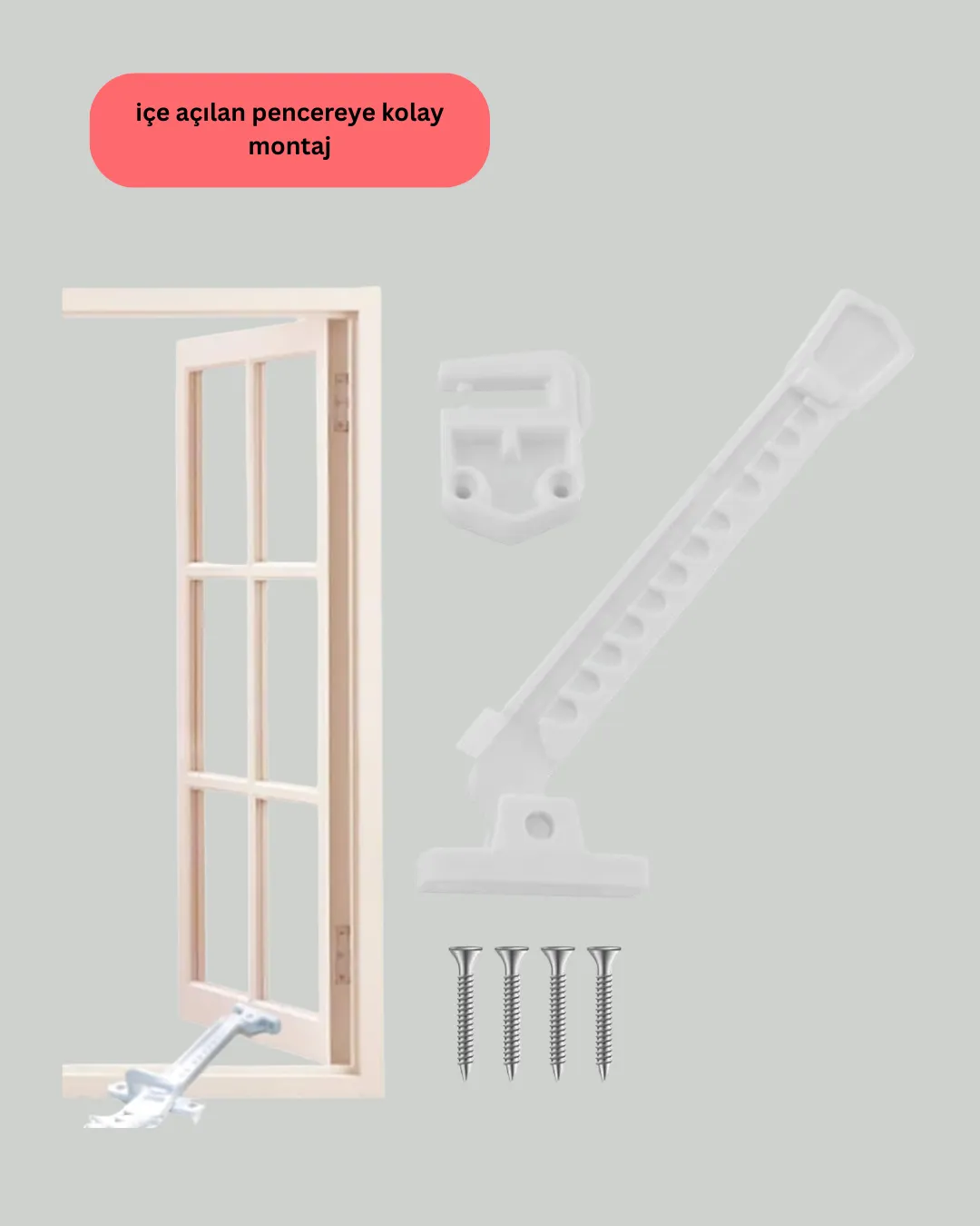 Cam Pencere Güvenlik Kilidi Açılma Sınırlayıcı Aparat 3 Adet