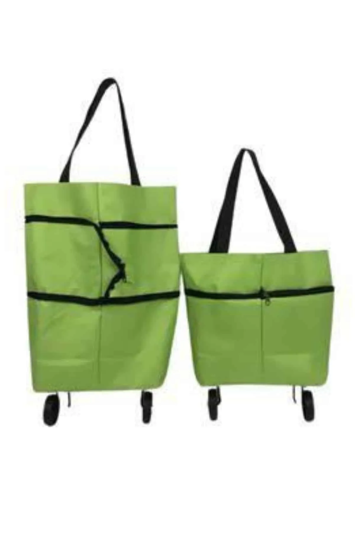 Katlanabilir Tekerlekli Çantalı Çarşı Pazar Arabası Alışveriş Çantası Piknik Çantası