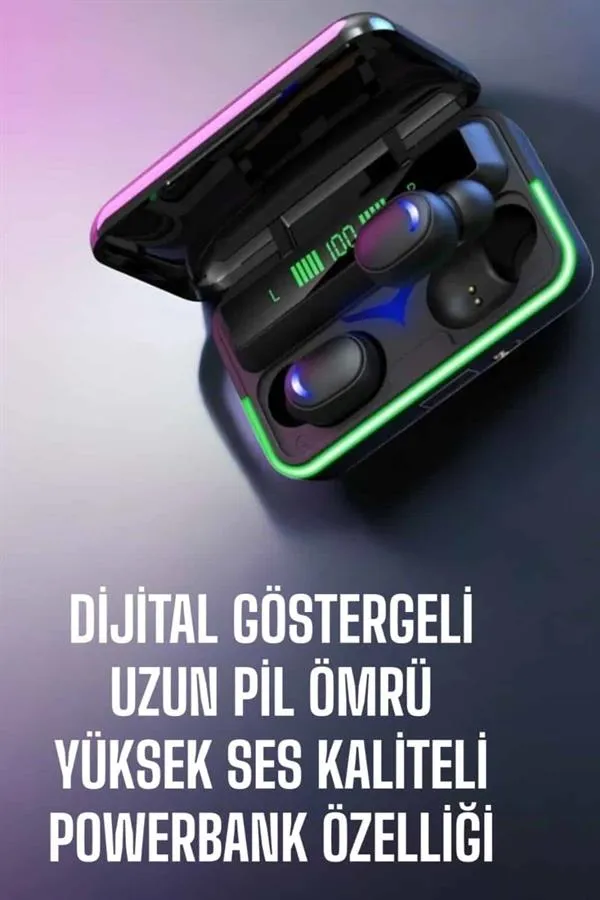 Powerbank Özellikli Kablosuz Bluetooth Kulaklık RGB Işıklı