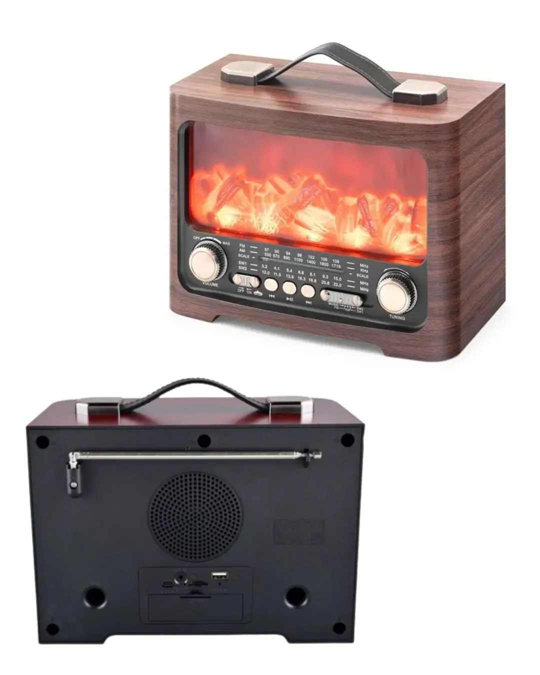 Şömine Efektli Bluetooth Hoparlör FM Radyo USB TF Kart Destekli Kablosuz Müzik Çalar