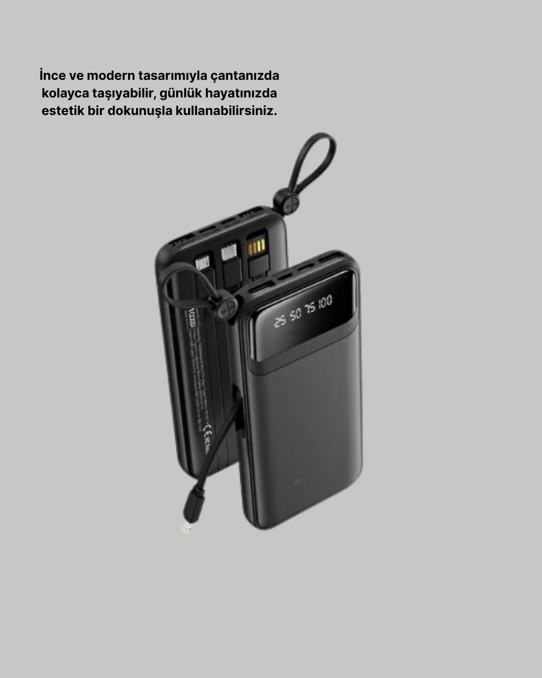 20.000 mAh 4 Çıkışlı LED Göstergeli Hızlı Şarj Powerbank