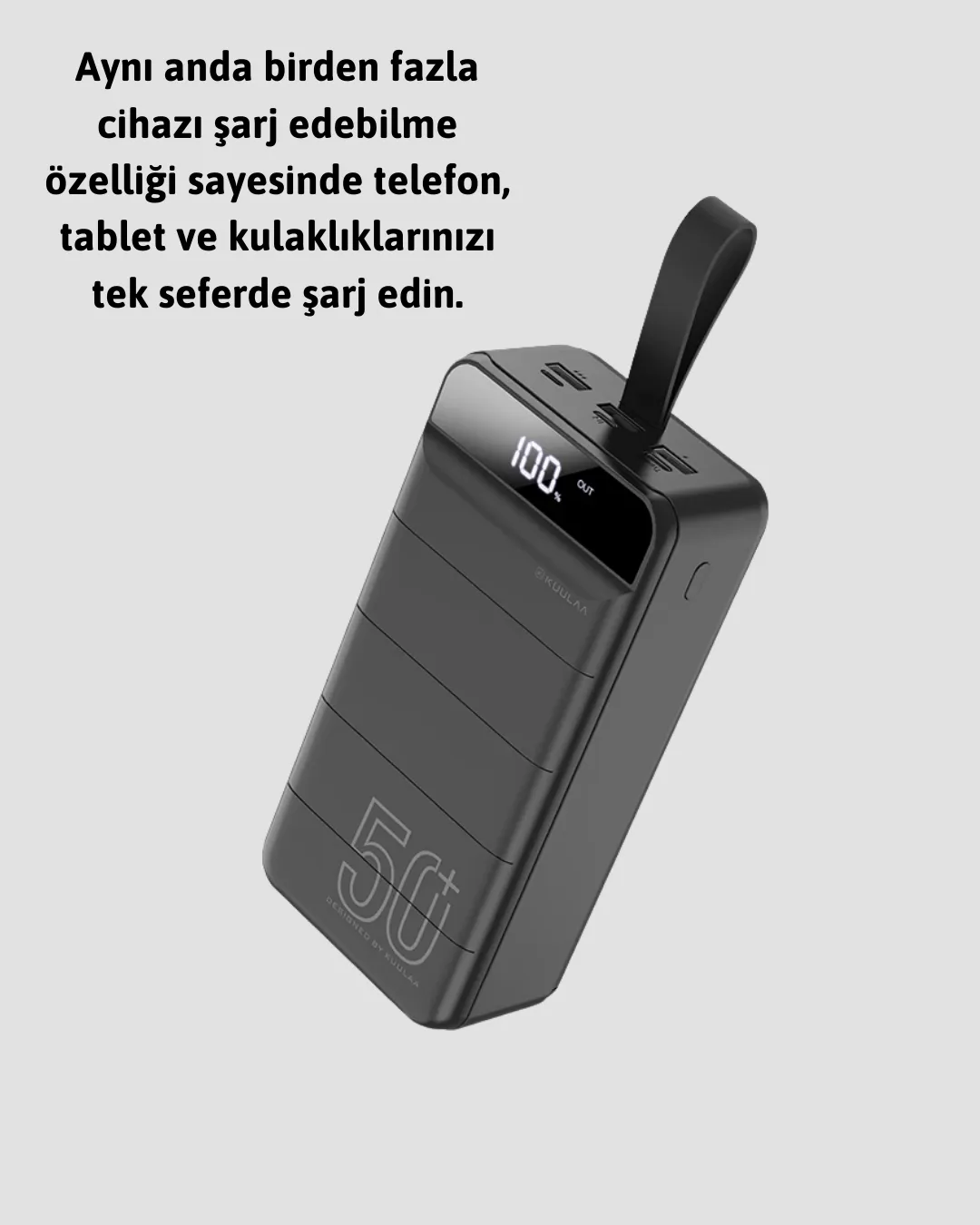 Yüksek Kapasiteli 50.000 mAh Powerbank – Type-C, Lightning ve Micro USB Uyumlu, Çoklu Cihaz Şarj Özellikli