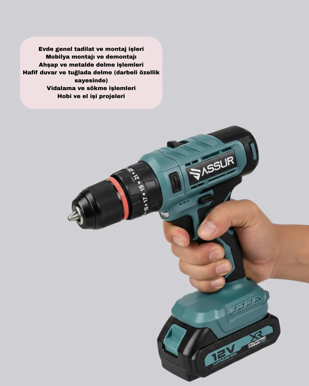 Güçlü Şarjlı Matkap Vidalama Çift Batarya