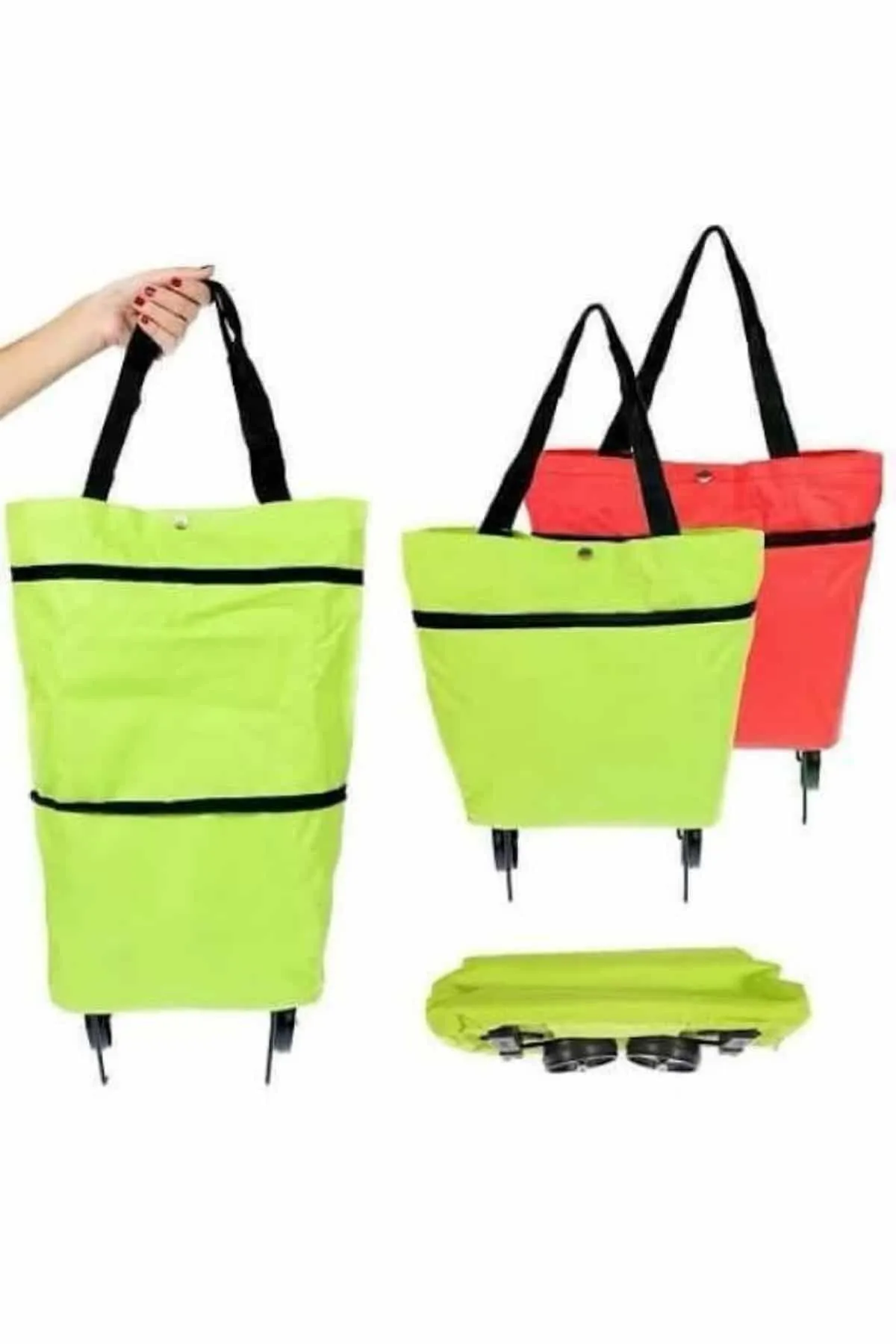 Katlanabilir Tekerlekli Pazar Market Çarşı Arabası Market Alışveriş Çantası