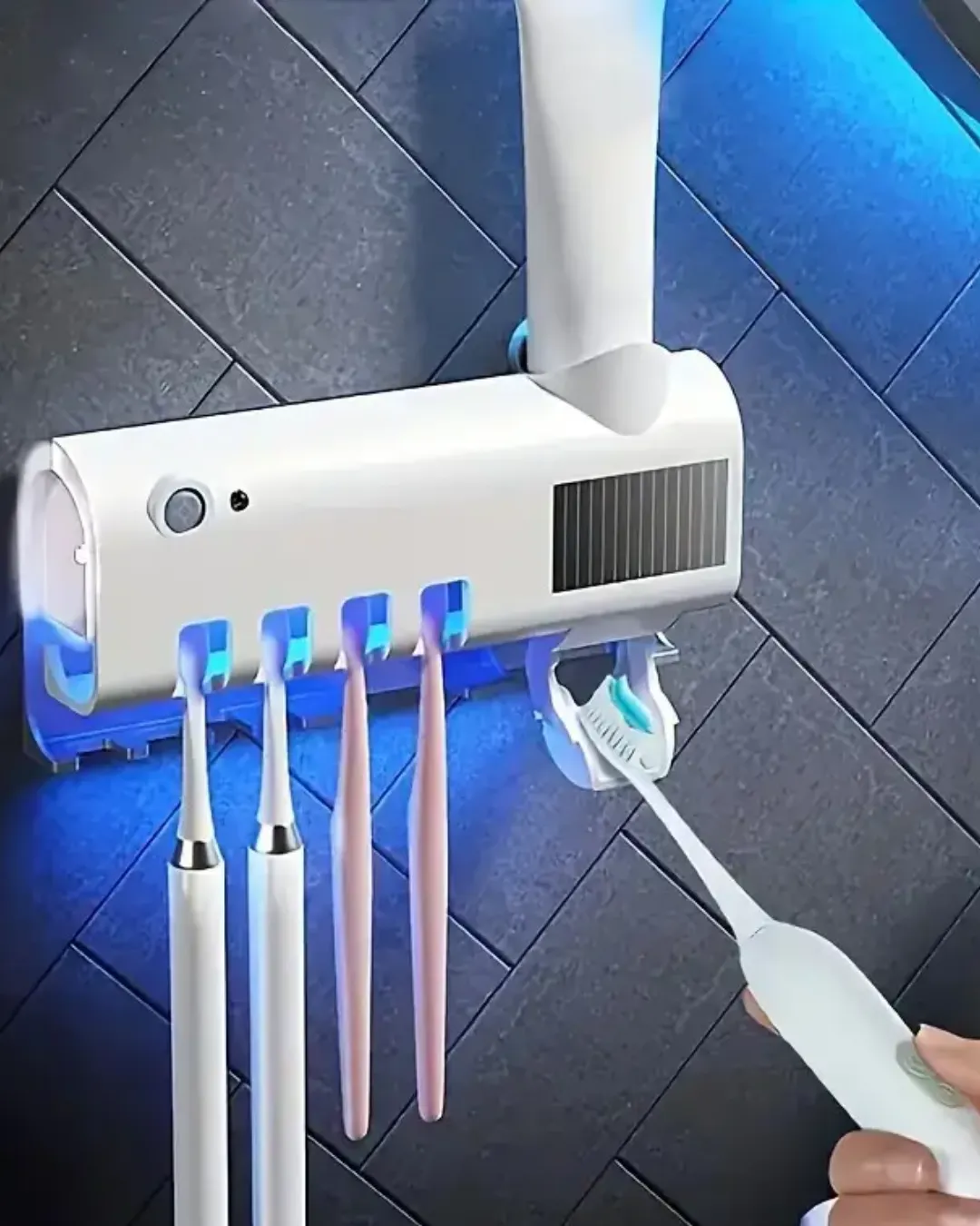 Sensörlü UV Sterilize Diş Fırçası Tutucu ve Macun Sıkma Aparatı