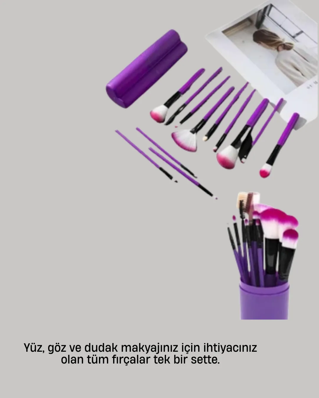 Kusursuz Makyaj İçin 12 Parça Profesyonel Fırça Seti Taşınabilir Kutu Hediyeli