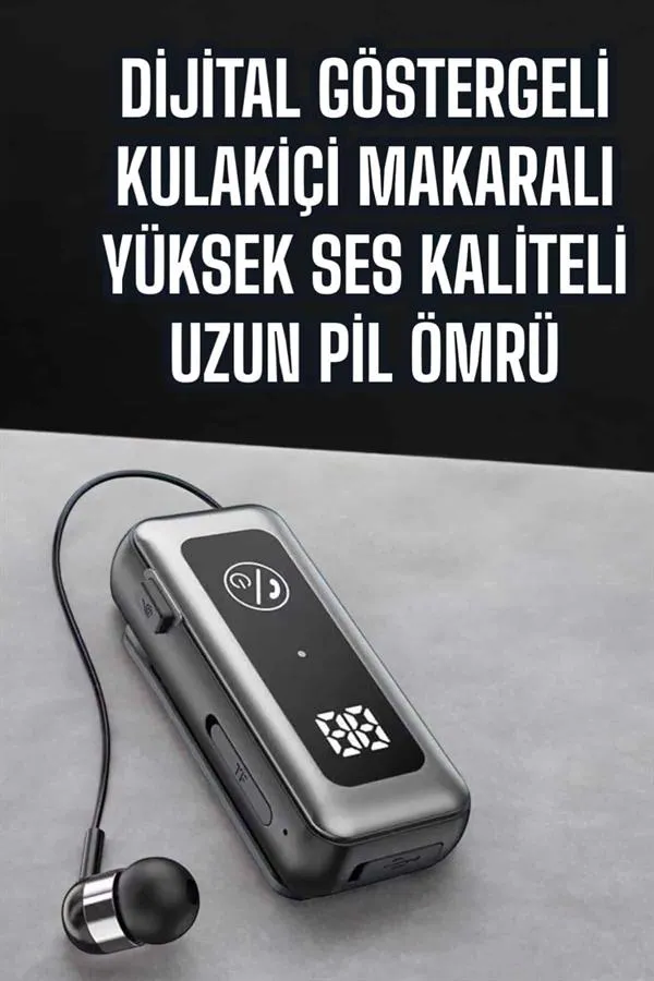 Kablolu Makaralı Bluetooth Kulaklık Uzun Pil Ömrü Dijital Göstergeli