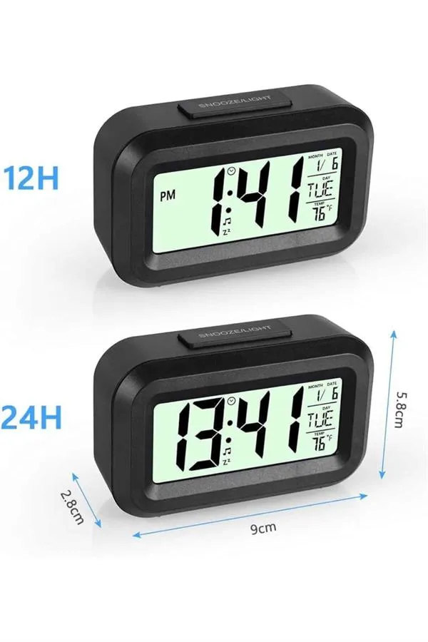 Dijital Masa Saati Termometreli Takvim Çalar Saat Led Ekran Pilli