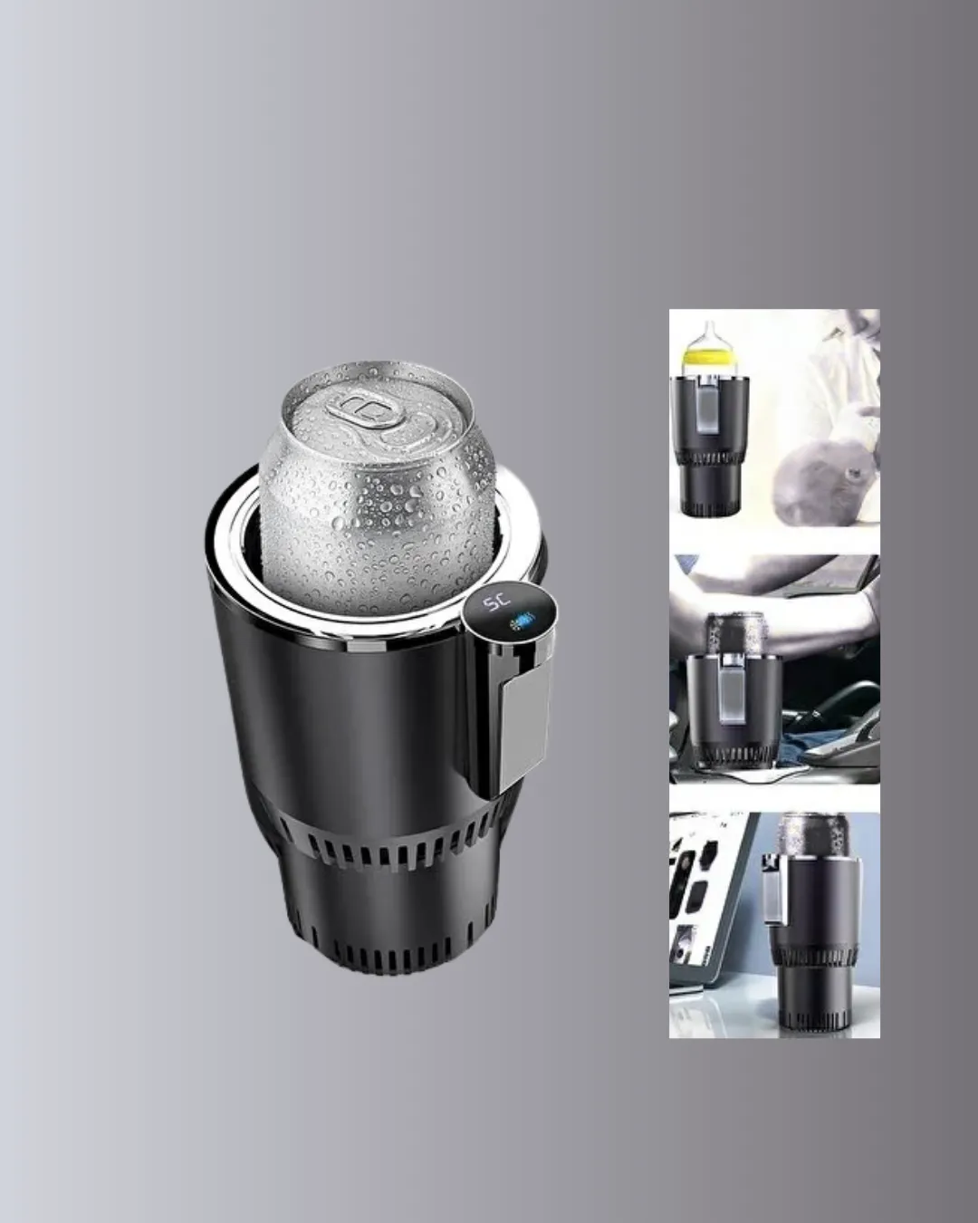 Araç İçi Akıllı Bardaklık Isıtıcı Soğutucu Dijital Ekranlı