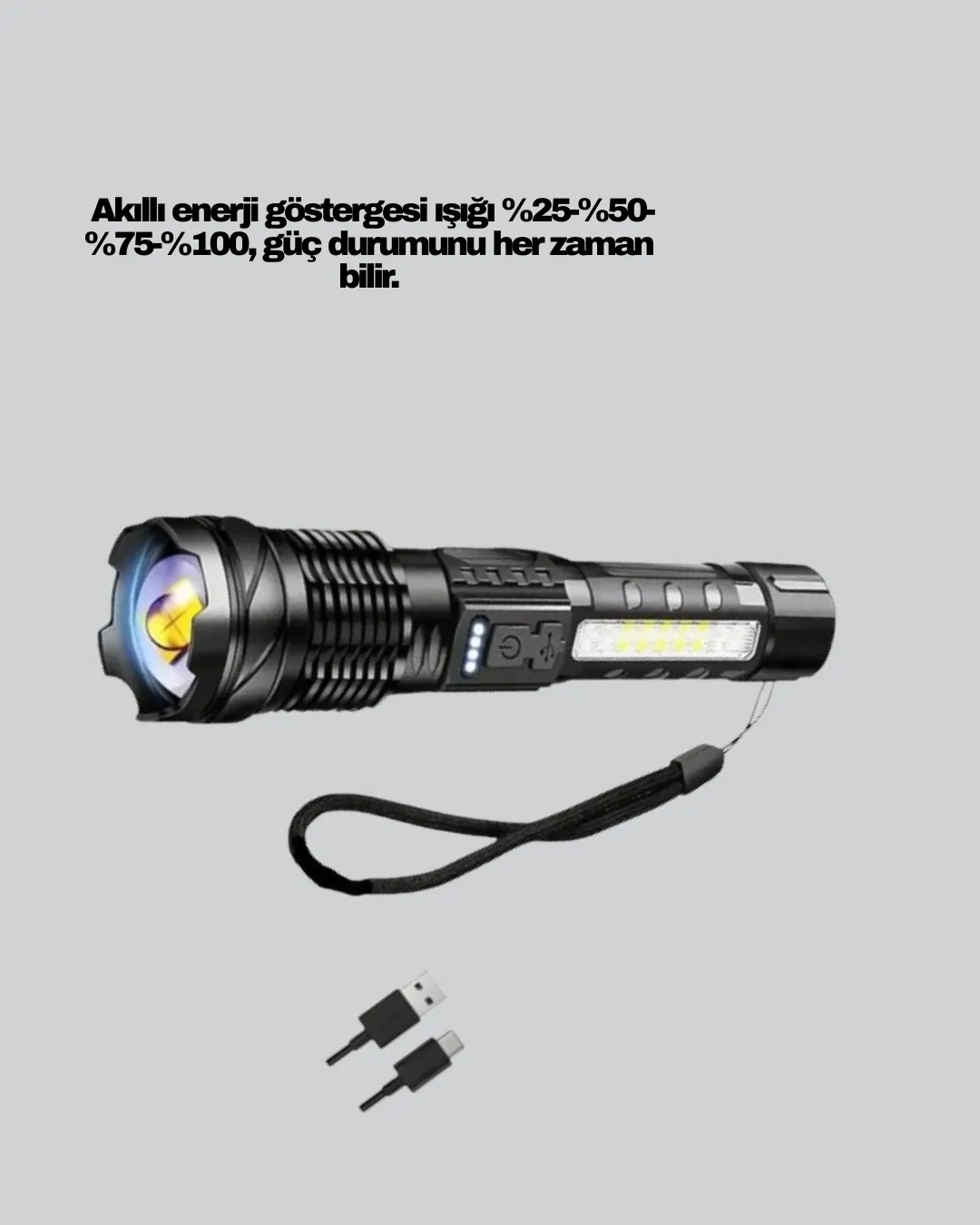 Güçlü LED El Feneri Şarj Edilebilir Çok Modlu