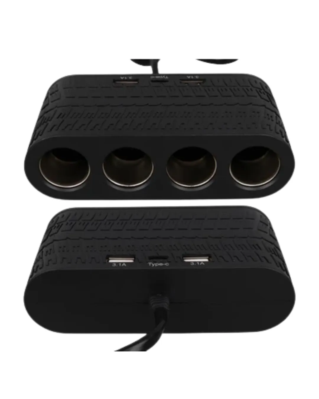 Araç Çakmak Çoklayıcı 4 Çıkışlı 2 USB ve Type C Girişli Çok Fonksiyonlu Şarj Ünitesi