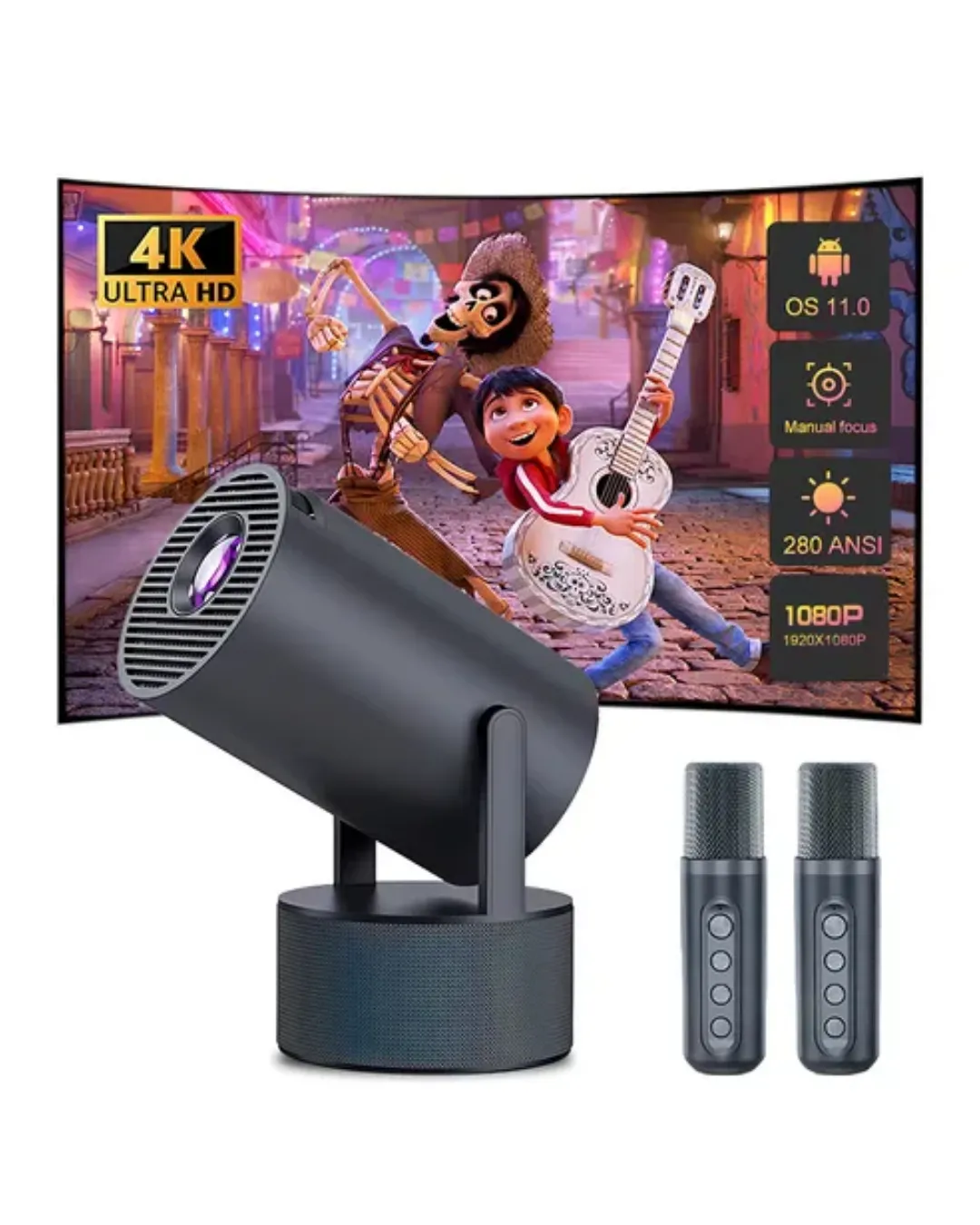 1080P Taşınabilir Projeksiyon WiFi Bluetooth Destekli