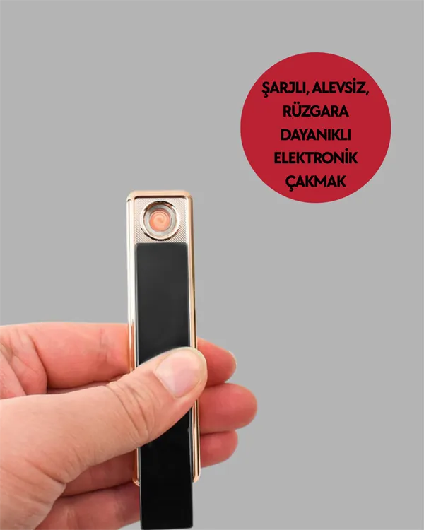 USB Şarjlı Alevsiz Elektronik Çakmak – Rüzgara Dayanıklı, Gazsız, Güvenli Kullanım