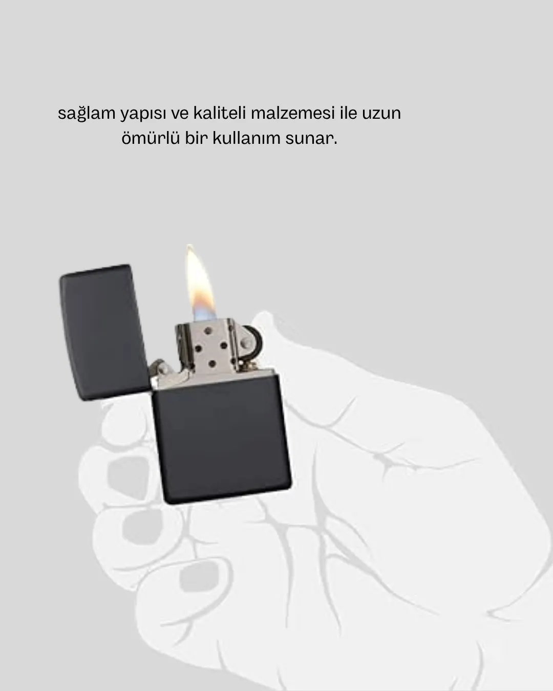 Metal Gövdeli Tasarım Çakmak Mat Yüzeyli ve Ergonomik Tutma Özellikli