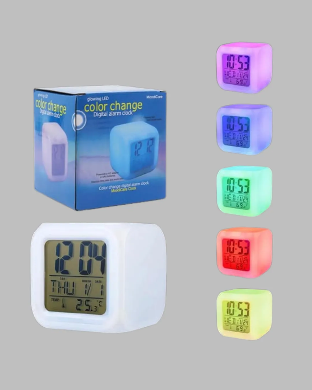 Gece Lambası Fonksiyonlu Renk Değiştiren LED Küp Dijital Saat