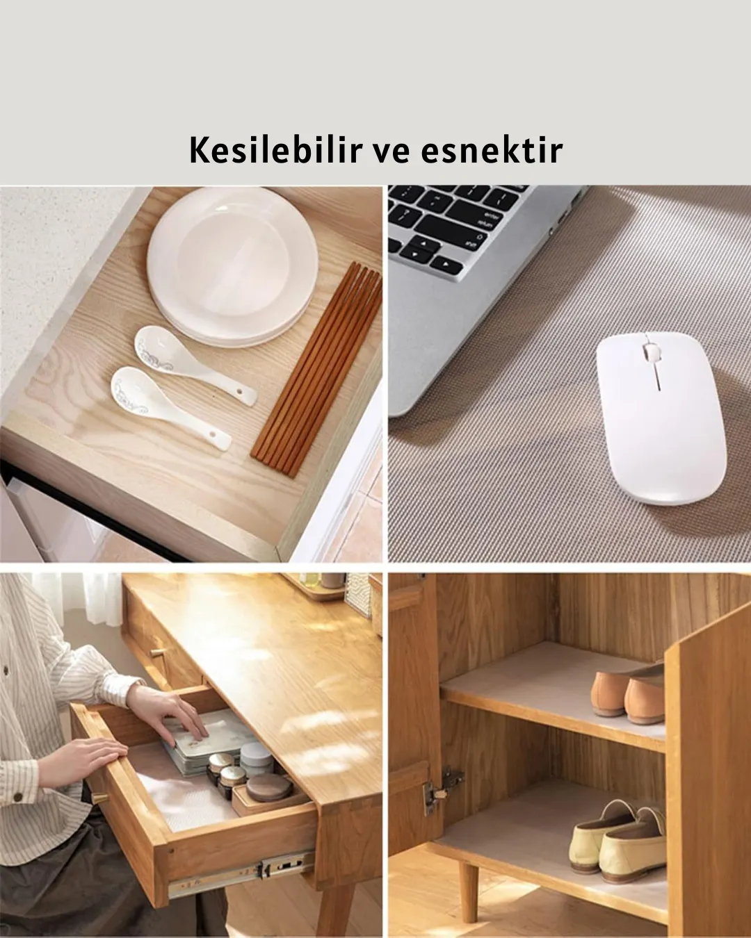 Kaydırmaz şeffaf raflık çekmece örtüsü 45x300 cm