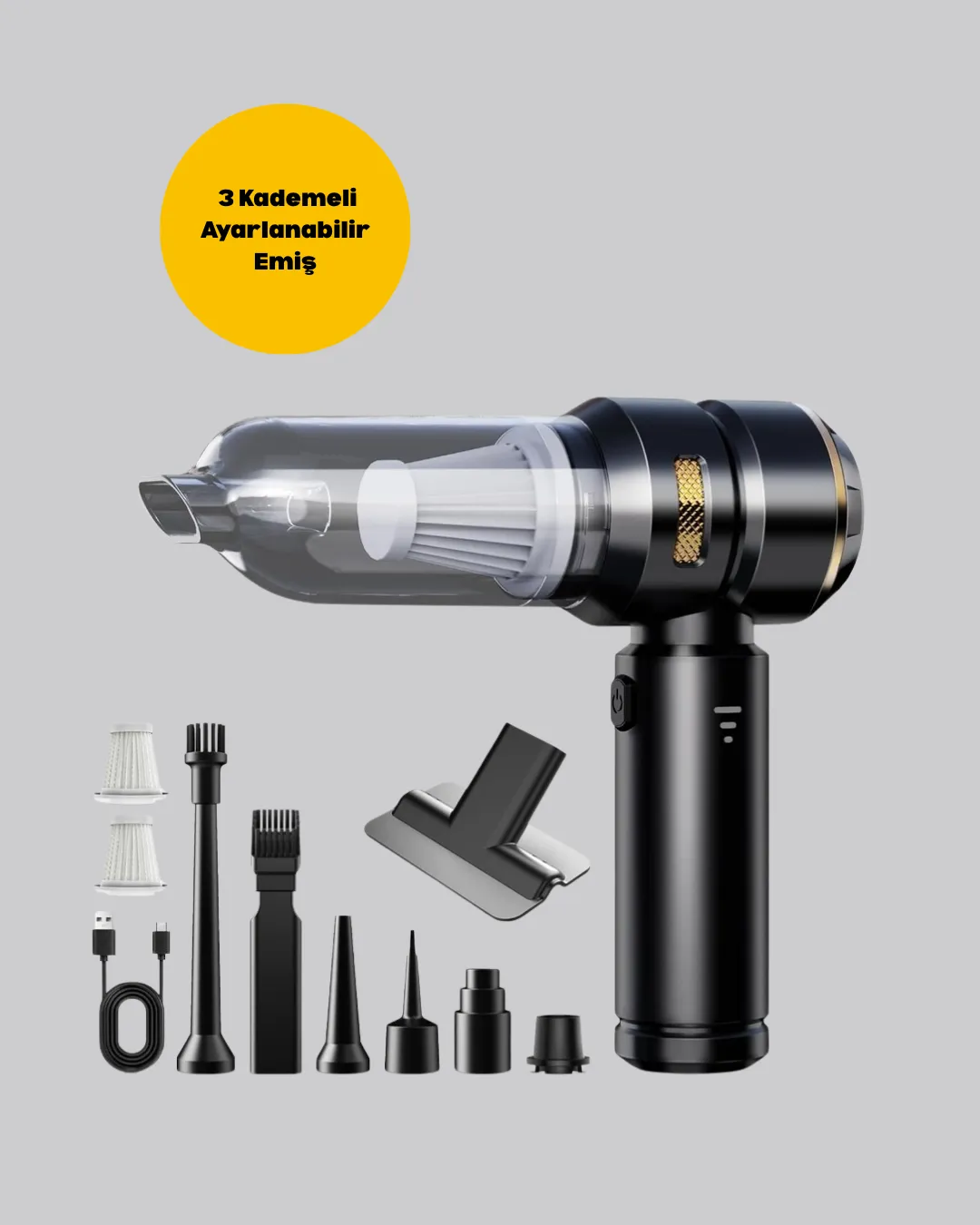 HEPA Filtreli Sessiz Çalışan Kablosuz Şarjlı Mini Süpürge